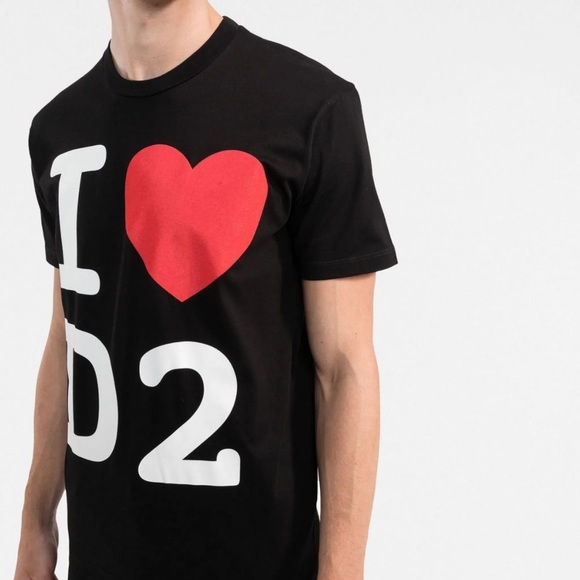 DSQUARED2 Black T-Shirt with Red and White Print - Picture 3 of 3